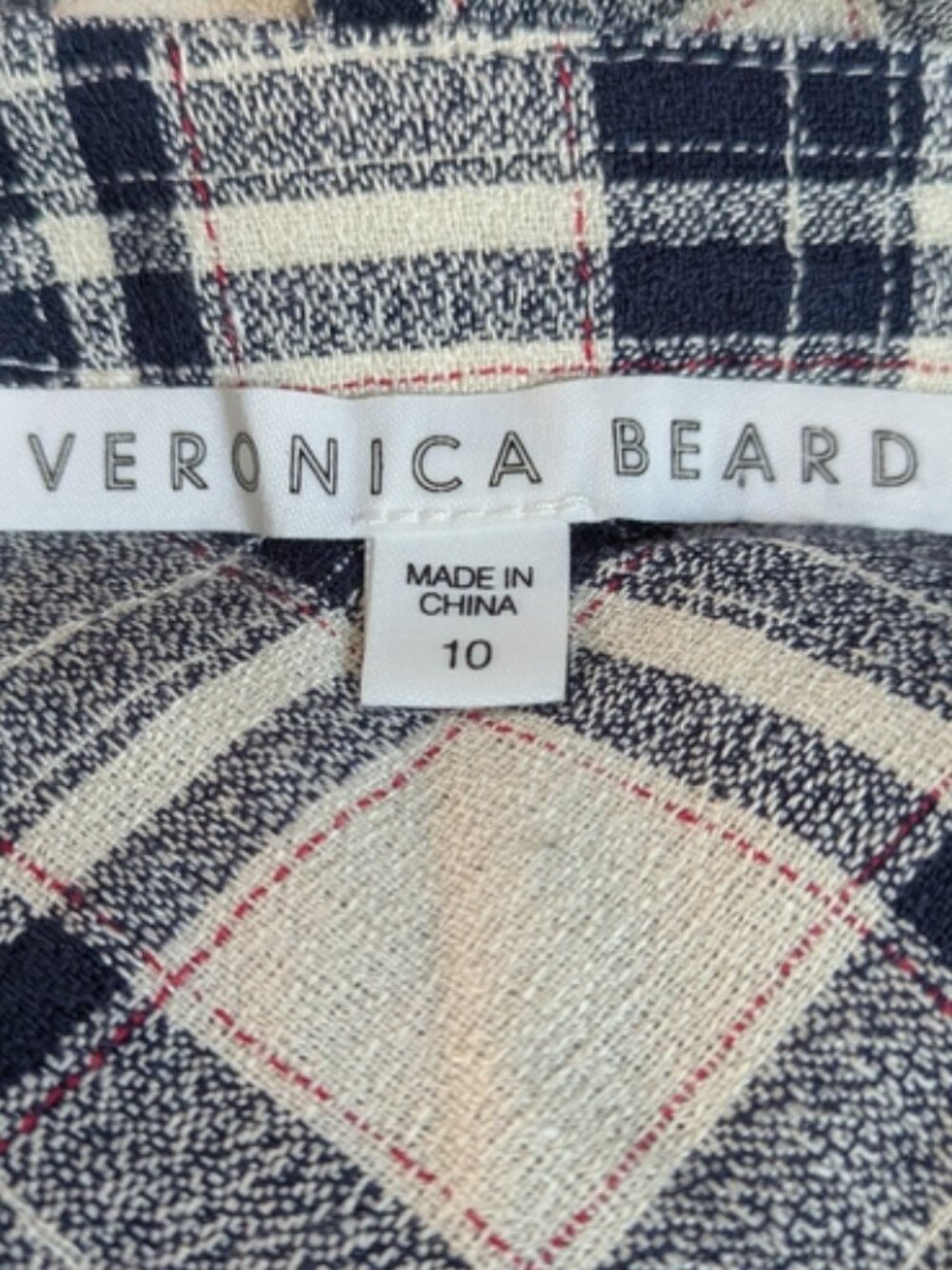 Veronica Beard Rowe Dress Navy/Ecru Plaid Size‎ 10 - Picture 7 of 9